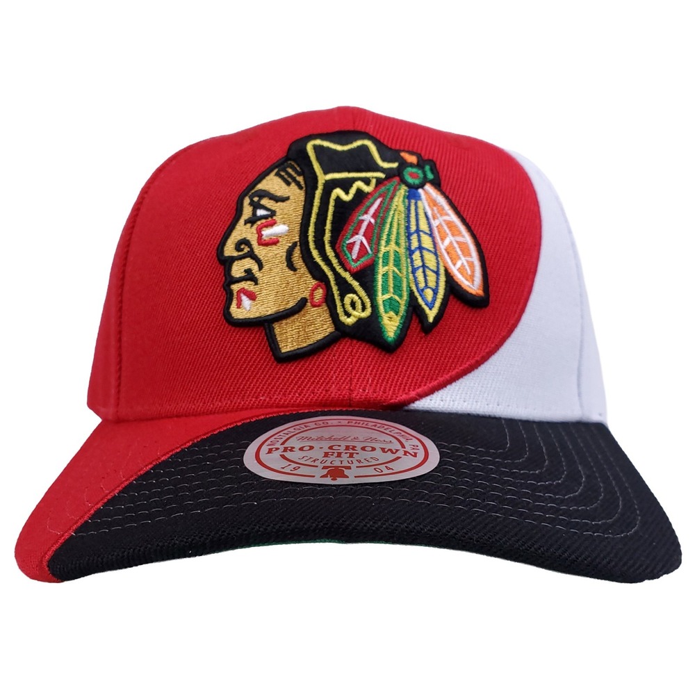 Chicago Blackhawks Mitchell & Ness NHL Pro Fit Snapback Hat Cap 3D Logo NWT